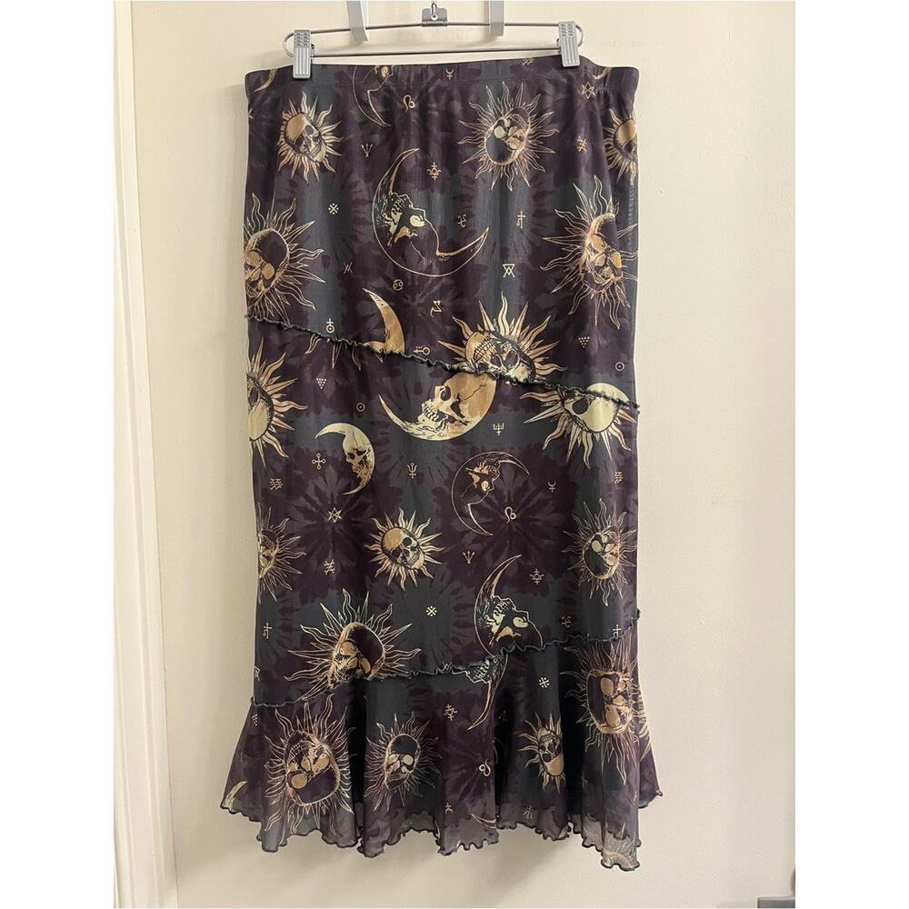 Cosmic Aura Hot Topic Celestial Skull Midi Skirt XL - Picture 5 of 8